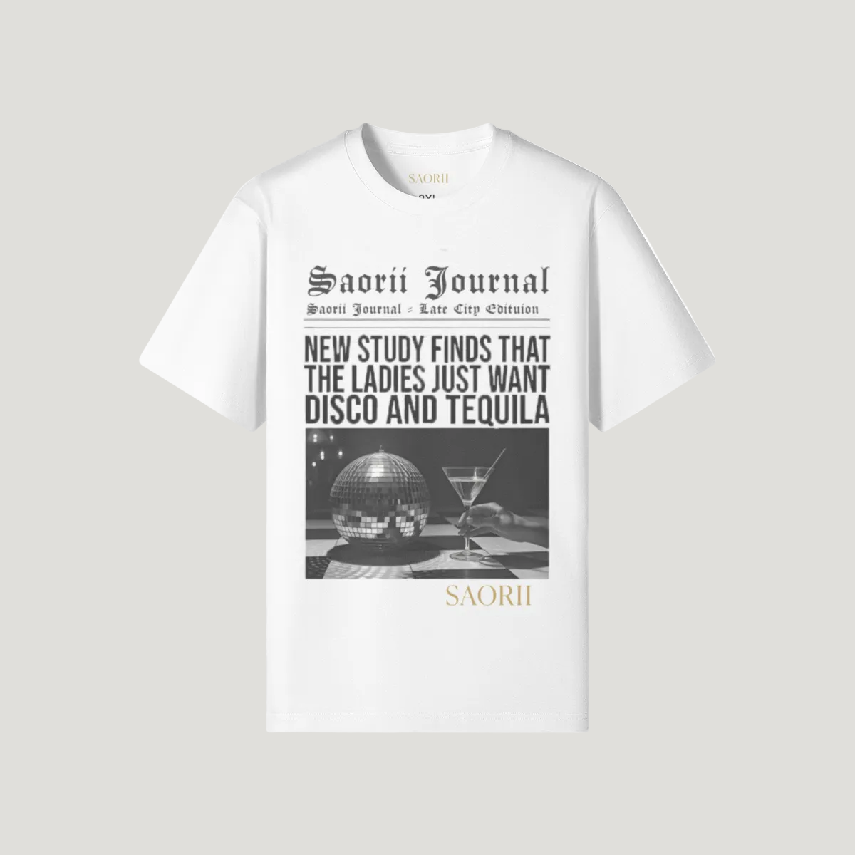 SAORII JOURNAL PRINT TEE DISCO AND TEQUILA